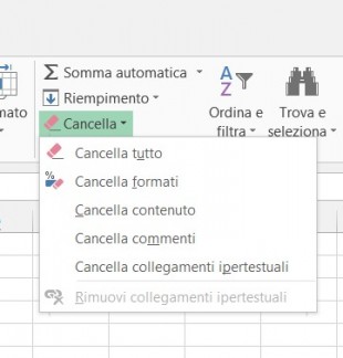 cancellazione celle
