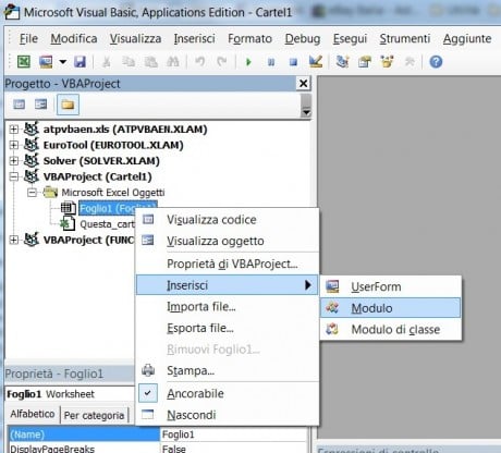 Excel VBA - Come inserire un modulo standard