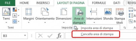 Cancella area di stampa