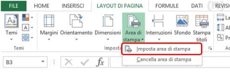 Comando Imposta area di stampa