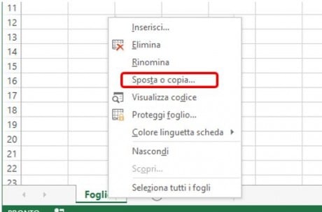Come fare la copia di un foglio di lavoro con il tasto destro del mouse