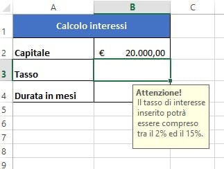 Messaggio di input