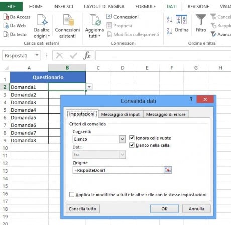 Obbligare l'utente ad inserire dati con ordine