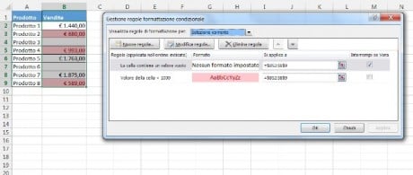 Formatta le celle vuote
