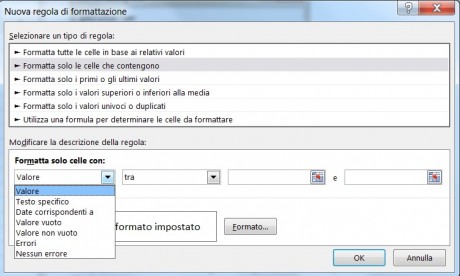 Formatta solo celle vuote