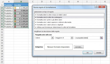 Formatta solo superiore alla media