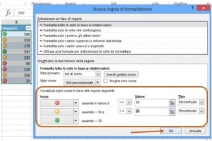 Come creare una regola di formattazione condizionale con set di icone