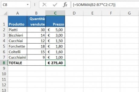 Con formule matriciali