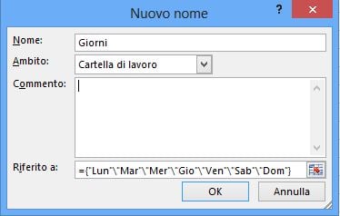 Dare un nome alla matrice di costanti