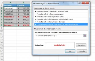 Formula per evidenziare i duplicati senza la prima occorrenza