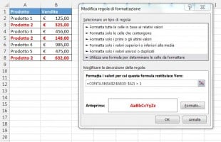 Formula per evidenziare i valori duplicati compresa la prima occorrenza