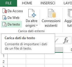 Importare dati usando la procedura guidata di Excel