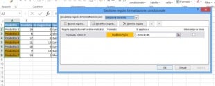 Regola di formattazione di Excel basata sul valore di una altra cella