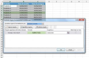Evidenziare ogni riga che abbia una certa data in una determinata colonna