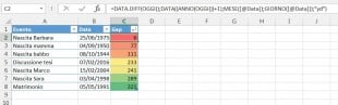 Formattazione condizionale basata su quanti giorni mancano ad un evento
