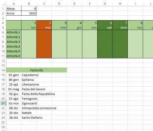 Formule di formattazione condizionale per evidenziare le festivita