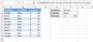 Una formula matriciale con operatore E