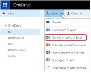 Creare una cartella di lavoro in excel online