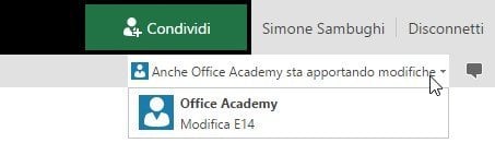 Excel Online mostra quando altri utenti stanno apportando modifiche al file