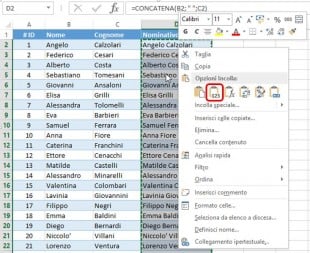 Incollare le formule come valori