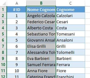 Incollate i dati del blocco note sulla tabella di Excel
