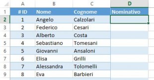 Inserite una nuova colonna nella vostra tabella
