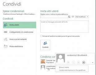 Per rimuovere qualcuno dalla lista o modificarne le autorizzazioni fate clic destro sul nome e scegliete l'opzione corrispondente dal menu contestuale