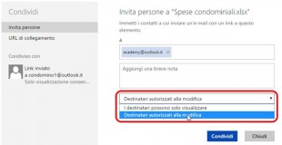 Potete anche scegliere se concedere autorizzazioni per la modifica o solo in visualizzazione