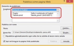 Scegliere se pubblicare intero foglio o alcuni elementi
