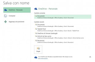Scegliete una cartella su OneDrive per salvare il file