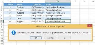 Convalida dati con Stile Informazione