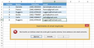 Errore per email duplicata