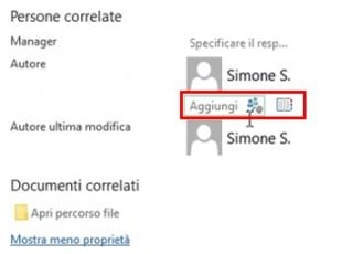Andate alla sezione Persone correlate per aggiungere un autore