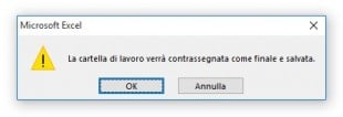 Cliccate su OK per salvare la cartella di lavoro come finale