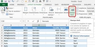 Cliccate su Stampa titoli per impostare le righe da ripetere in ogni foglio