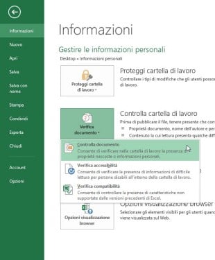 Scegliete Controlla documento