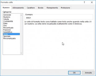 Alla scheda Numero cliccate su Testo e premete OK