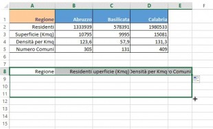 Copiate la formula nell'intervallo di celle in cui volete far apparire i dati trasposti