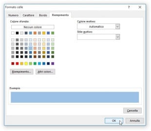 Scegliete il colore che volete per le righe evidenziate e cliccate su OK