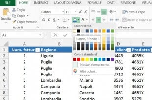 Scegliete un colore dall'elenco a discesa per eliminare la griglia dalla selezione