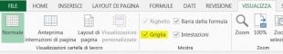 Selezionate l'opzione Griglia nella scheda VISUALIZZA per mostrare la griglia nel foglio selezionato