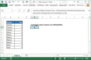 Contare i valori di testo univoci in un intervallo
