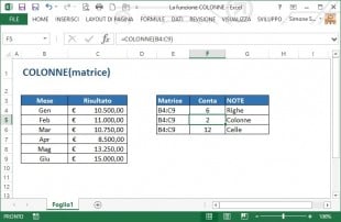 La funzione COLONNE