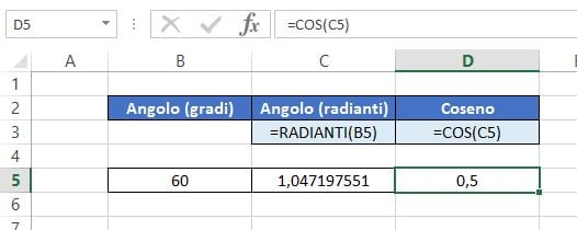 Calcolare il coseno di un angolo