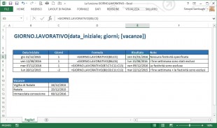 La funzione GIORNO.LAVORATIVO