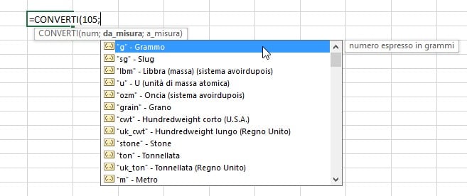 Usare la funzione CONVERTI