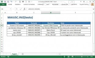 La funzione MAIUSC.INIZ