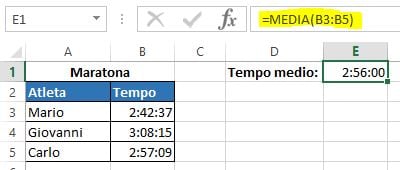 Calcolare un tempo medio in Excel