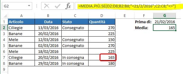 Trovare la media delle celle in base alle date