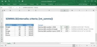 La funzione SOMMA.SE
